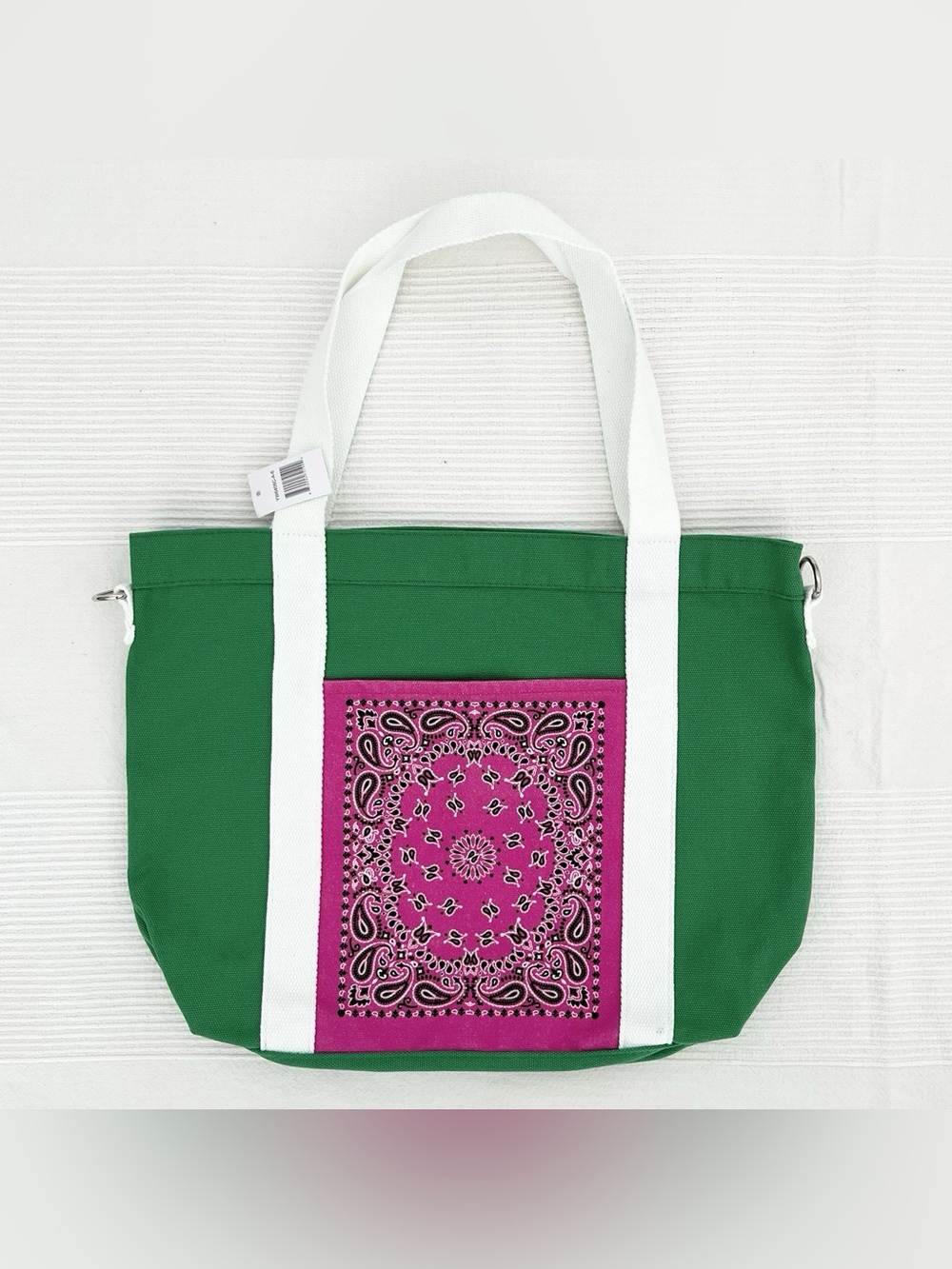 NWT Green Pink Bandana Print Canvas Tote Bag Watermelon Summer Spring Break